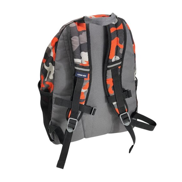 Lands End Camouflage Backpack - Orange/Gray/Black Colorway - Durable 100% Polyes - Picture 8 of 9